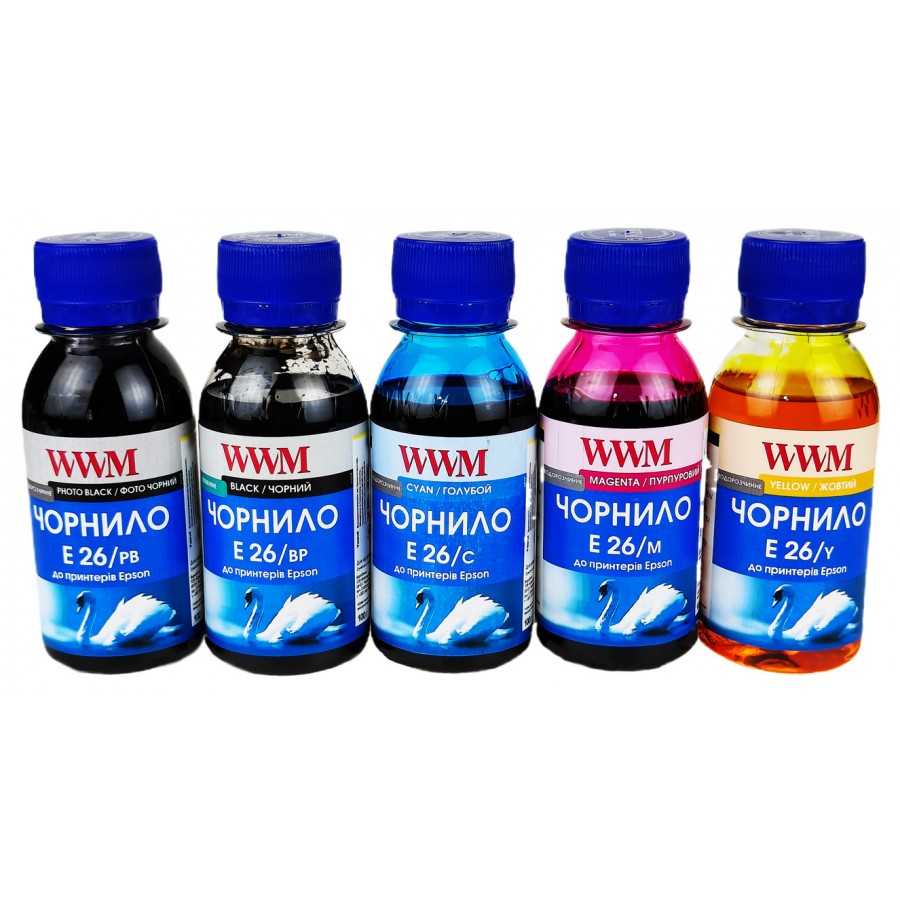 Комплект чернил WWM для Epson Пигментные / Водорастворимые 5х100г BP / PB / C / M / Y E26SET5-2 с быстрой доставкой