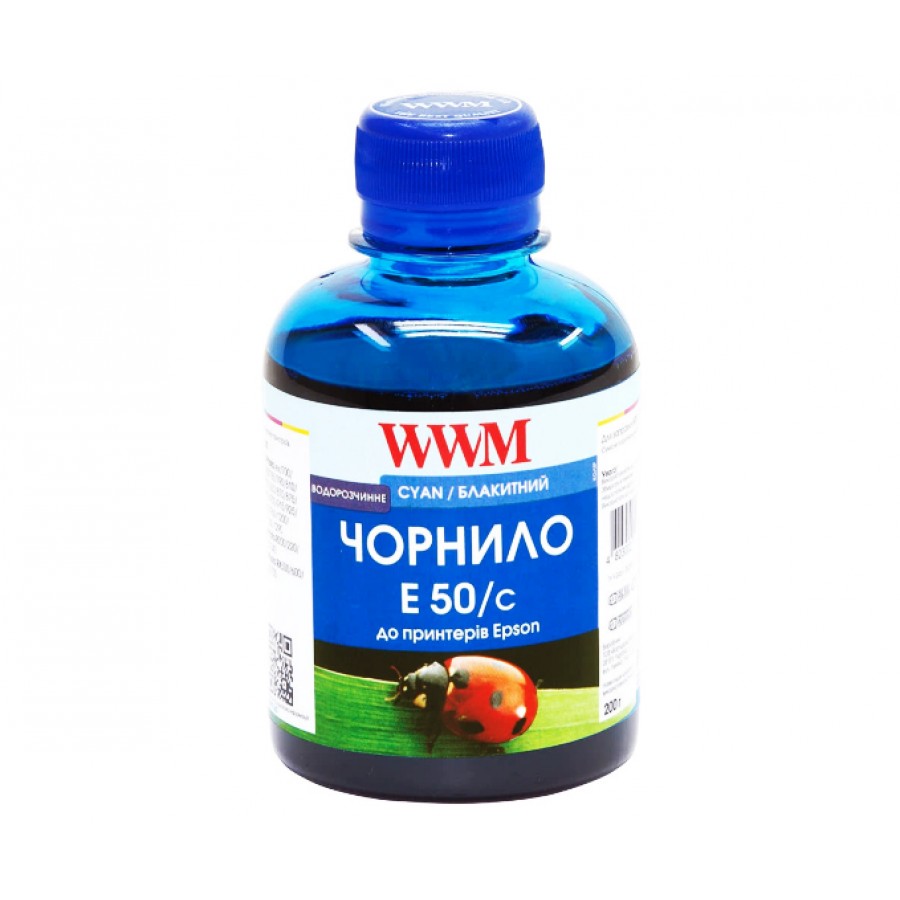 Чернила, краска WWM для Epson Stylus Photo R200 / R340 / RX620 Cyan Водорастворимые 200г / E50/C с быстрой доставкой