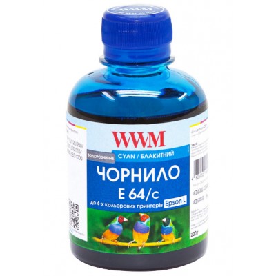 Чернила WWM для Epson L110 / L210 / L355 Cyan Водорастворимые 200 мл / E64/C Чернила WWM для Epson L110 / L210 / L355 Cyan Водорастворимые 200 мл / E64/C