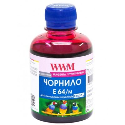 Чернила WWM для Epson L110 / L210 / L355 Magenta Водорастворимые 200 мл / E64/M Чернила WWM для Epson L110 / L210 / L355 Magenta Водорастворимые 200 мл / E64/M