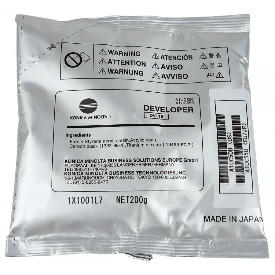Девелопер DV116 Original для Konica Minolta Bizhub 164 / 185 / 195 / 215 / 226 / 236 / 266 / 7718 200г, 55K / A1UC500-DV116 з швидкою доставкою