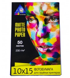 Фотопапір INKSYSTEM матовий 230 г/м кв, 10см x 15см, 50 арк. IM230.50.8300