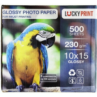 Фотобумага Lucky Print глянцевая 230 г/м кв, 10см x 15см, 500 л. LPG1015230.500 Фотобумага Lucky Print глянцевая 230 г/м кв, 10см x 15см, 500 л. LPG1015230.500