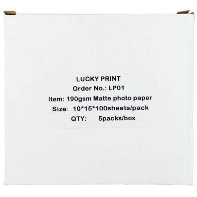 Фотобумага Lucky Print матовая 190 г/м кв, 10см x 15см, 500 л. LPM1015190.500 Фотобумага Lucky Print матовая 190 г/м кв, 10см x 15см, 500 л. LPM1015190.500