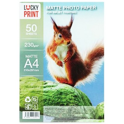 Фотобумага Lucky Print матовая 230 г/м кв, A4, 50 л. LPMA4230.50 Фотобумага Lucky Print матовая 230 г/м кв, A4, 50 л. LPMA4230.50