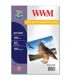 Фотопапір WWM матовий 100 г/м кв, A4, 100 арк. M100.100/C