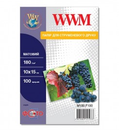 Фотопапір WWM матовий 180 г/м кв, 10см x 15см, 100 арк. M180.F100