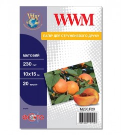 Фотопапір WWM матовий 230 г/м кв, 10см x 15см, 20 арк. M230.F20