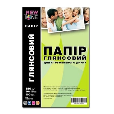 Фотобумага NewTone глянцевая 180 г/м2, 10см x 15см, 100л G180.F100N Фотобумага NewTone глянцевая 180 г/м2, 10см x 15см, 100л G180.F100N