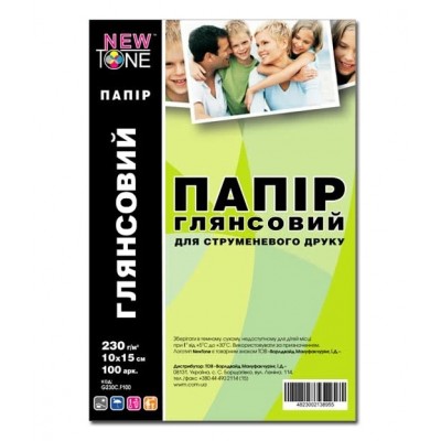 Фотопапір NewTone глянсовий 230 г/м2, 10см x 15см, 100 арк. G230C.F100 Фотопапір NewTone глянсовий 230 г/м2, 10см x 15см, 100 арк. G230C.F100