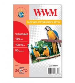 Фотопапір WWM глянсовий 150 г/м кв, 10см x 15см, 50 арк. G150.F50
