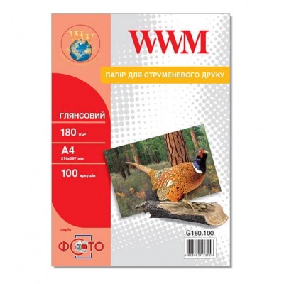 Фотобумага WWM глянцевая 180 г/м кв, A4, 100 л. G180.100 Фотобумага WWM глянцевая 180 г/м кв, A4, 100 л. G180.100