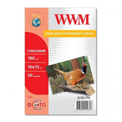 Фотобумага WWM глянцевая 180 г/м кв, 10см x 15см, 50 л. G180.F50 Фотобумага WWM глянцевая 180 г/м кв, 10см x 15см, 50 л. G180.F50