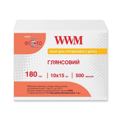 Фотобумага WWM глянцевая 180 г/м кв, 10см x 15см, 500л / G180.F500 Фотобумага WWM глянцевая 180 г/м кв, 10см x 15см, 500л / G180.F500