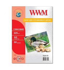 Фотопапір WWM глянцевий 225 г/м кв, А4, 50 арк. G225.50