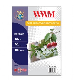 Фотопапір WWM матовий 120 г/м кв, A4, 100 арк. M120.100