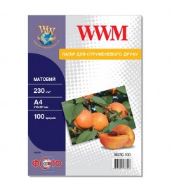 Фотопапір WWM матовий 230 г/м кв, A4, 100 арк. M230.100