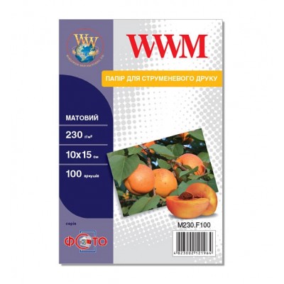 Фотобумага WWM матовая 230 г/м кв, 10см x 15см, 100 л. M230.F100 Фотобумага WWM матовая 230 г/м кв, 10см x 15см, 100 л. M230.F100
