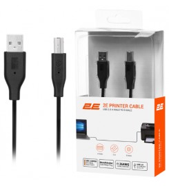Кабель 2E USB для принтера 2.0 AM / BM DSTP, black чёрный, 3m / 2E-W-3169m3
