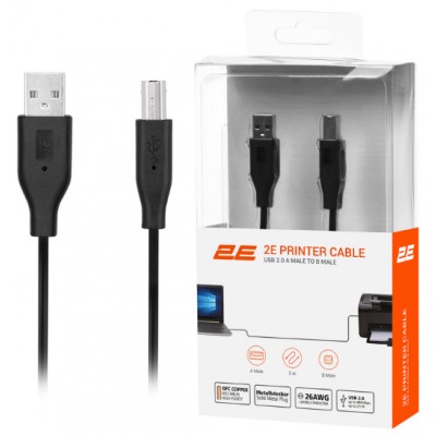 Кабель 2E USB для принтера 2.0 AM / BM DSTP, black чёрный, 3m / 2E-W-3169m3 Кабель 2E USB для принтера 2.0 AM / BM DSTP, black чёрный, 3m / 2E-W-3169m3