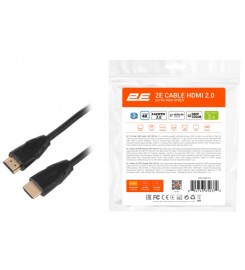 Кабель 2E HDMI M / M, 2м, 2.0, Slim High Speed Aluminum, чёрный / 2EW-1082-2M