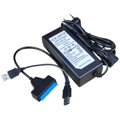 Перехідник, адаптер USB V2.0 SATA для жорсткого диска 2.5 3.5 + Блок живлення AC/DC адаптер 12V 2A / KCSATAGD2 Перехідник, адаптер USB V2.0 SATA для жорсткого диска 2.5 3.5 + Блок живлення AC/DC адаптер 12V 2A / KCSATAGD2
