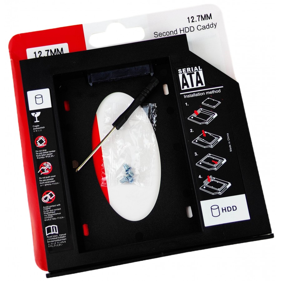 Карман для установки второго жесткого диска SATA 3.0 в отсек DVD 12.7 мм SATA, optibay caddy / PEKGD127 с быстрой доставкой