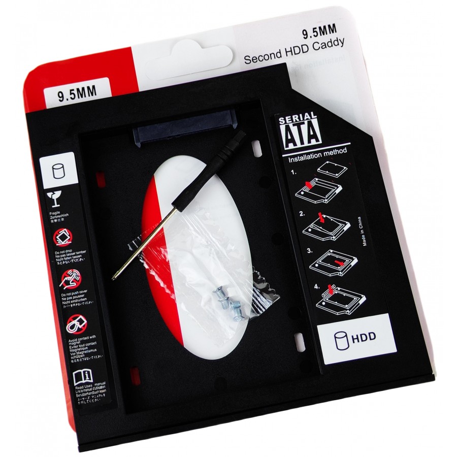 Карман для установки второго жесткого диска SATA 3.0 в отсек DVD 9.5 мм SATA, optibay caddy / PEKGD95 с быстрой доставкой