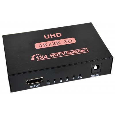 Активний HDMI 1x4 Splitter розгалужувач HDTV 4Kx2K, 3D Активний HDMI 1x4 Splitter розгалужувач HDTV 4Kx2K, 3D