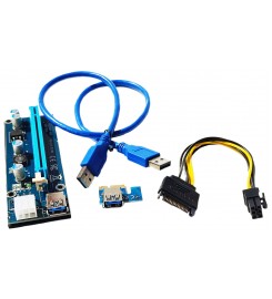 Райзер, перехідник, подовжувач, плата розширення VER006C USB 3.0 PCI-E 1X-16X Riser для відеокарт 60 см sata