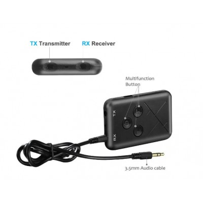Bluetooth аудіоадаптер RX-TX-10 — передавач і приймач 2 в 1 з акумулятором Bluetooth аудіоадаптер RX-TX-10 — передавач і приймач 2 в 1 з акумулятором
