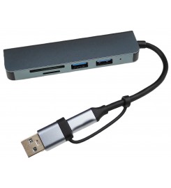 USB-концентратор 5 в 1, 3 USB-порти + SD/TF кардрідер
