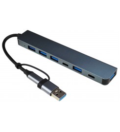 Концентратор USB 3.0 & USB-C / USB 3.0 & USB 2.0 Hub 7 в 1 Алюмінієвий USB-адаптер
