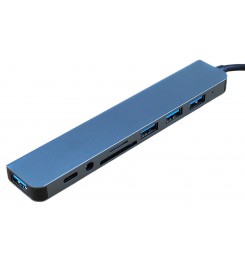 Універсальний концентратор USB-хаб 8 в 1, USB 3.0/2.0, Type-C, SD/TF кардридер / USB3.0HUB8P