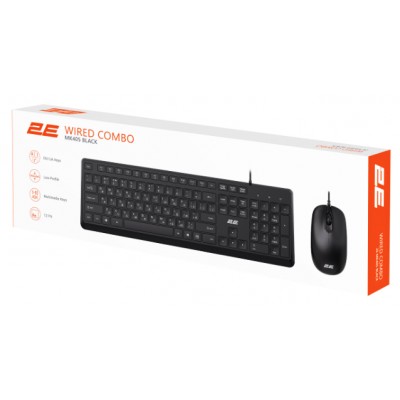 Комплект клавиатура и мышка 2E MK405, USB-A, EN / UK, BLACK чёрный / 2E-MK405UBK Комплект клавиатура и мышка 2E MK405, USB-A, EN / UK, BLACK чёрный / 2E-MK405UBK