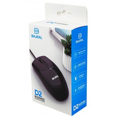 Проводная 3D оптическая мышь BAJEAL D2 Black для ноутбуков, настольных компьютеров Проводная 3D оптическая мышь BAJEAL D2 Black для ноутбуков, настольных компьютеров