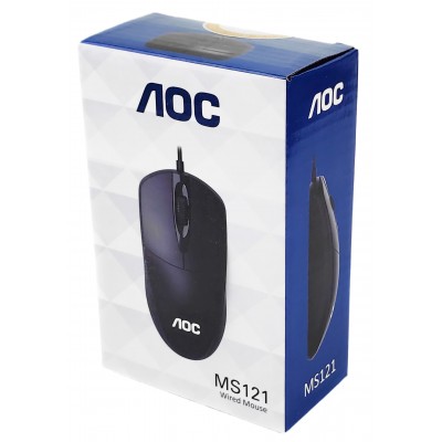 Проводная оптическая мышь AOC MS121 Black для ноутбуков, настольных компьютеров Проводная оптическая мышь AOC MS121 Black для ноутбуков, настольных компьютеров
