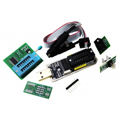 USB Програматор CH341A з прищіпкою для EEPROM і FLASH+Адаптер,перехідник 1.8V SPI Flash мікросхем 24,25 серій USB Програматор CH341A з прищіпкою для EEPROM і FLASH+Адаптер,перехідник 1.8V SPI Flash мікросхем 24,25 серій