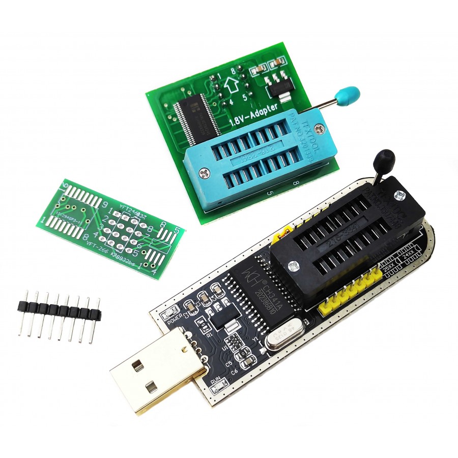 USB Програматор CH341A для EEPROM і FLASH + Адаптер, перехідник 1.8V SPI Flash мікросхем 24, 25 серій з швидкою доставкою