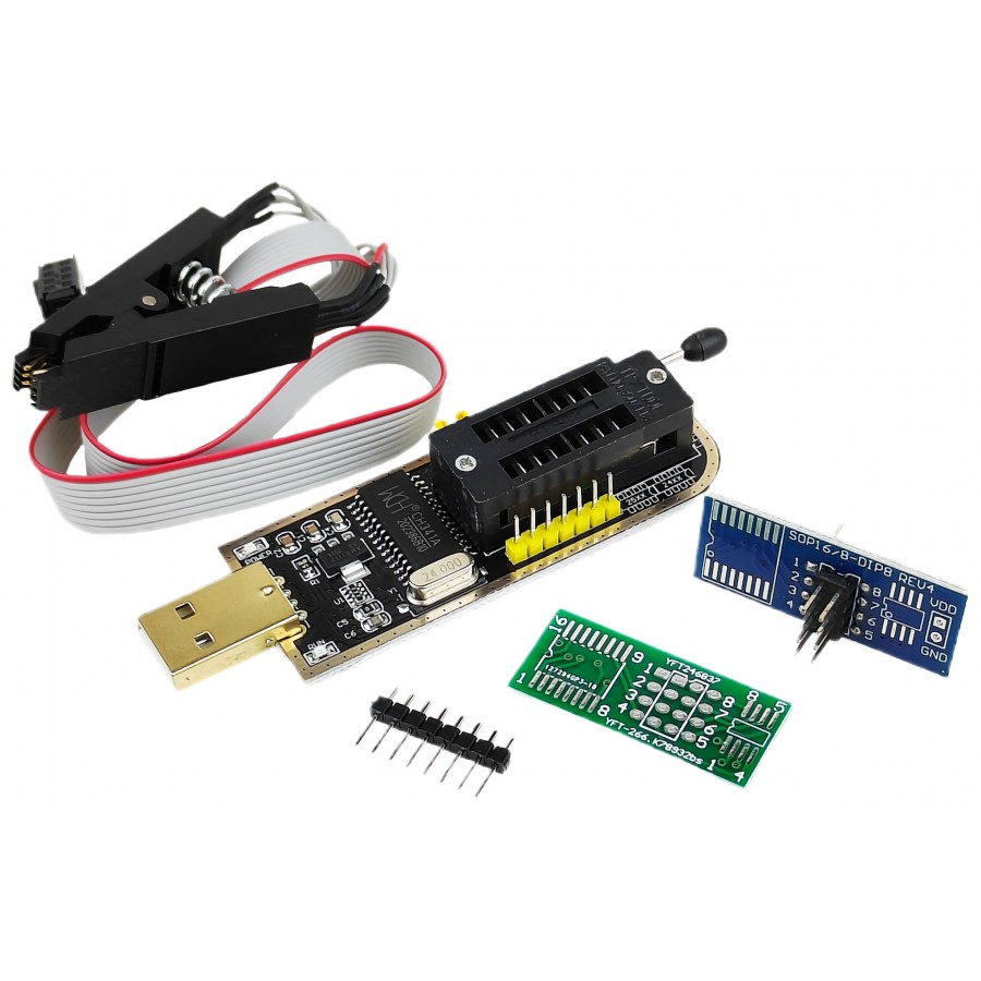 USB програматор CH341A з прищіпкою EEPROM Flash для EEPROM і FLASH мікросхем 24, 25 серій з швидкою доставкою
