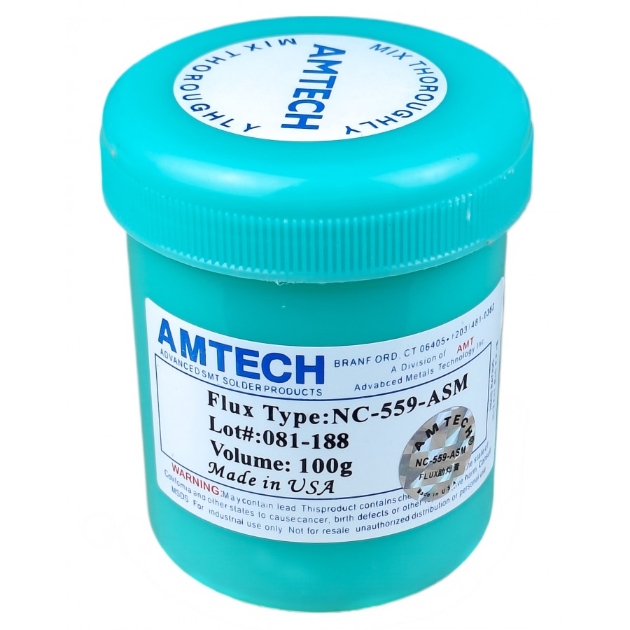 Флюс, гель-паста AMTECH NC-559-ASM для пайки / реболла BGA / PGA / CSP / SMD / 100g с быстрой доставкой