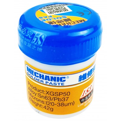 Паяльна паста MECHANIC Олов'яно-свинцева XGSP50 42g Паяльна паста MECHANIC Олов'яно-свинцева XGSP50 42g