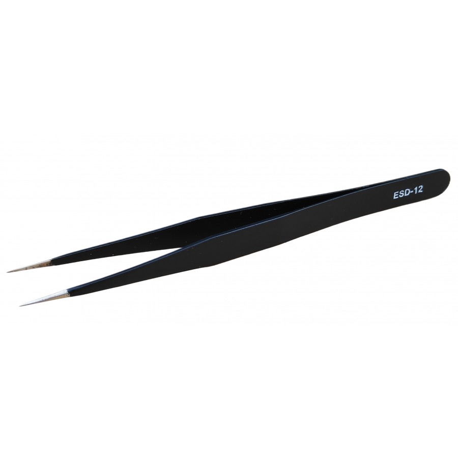 Пинцет антистатический немагнитный Tweezers с прямыми острыми кончиками для ремонта / ESD-12B с быстрой доставкой