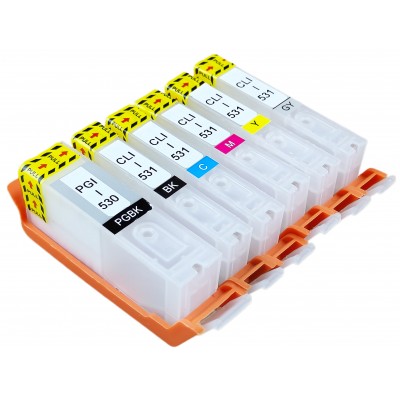 Перезаправляемые картриджи, ПЗК Printero с чипами 6 шт. для Canon PIXMA TS8750 / TS8751 / RC-530/6C