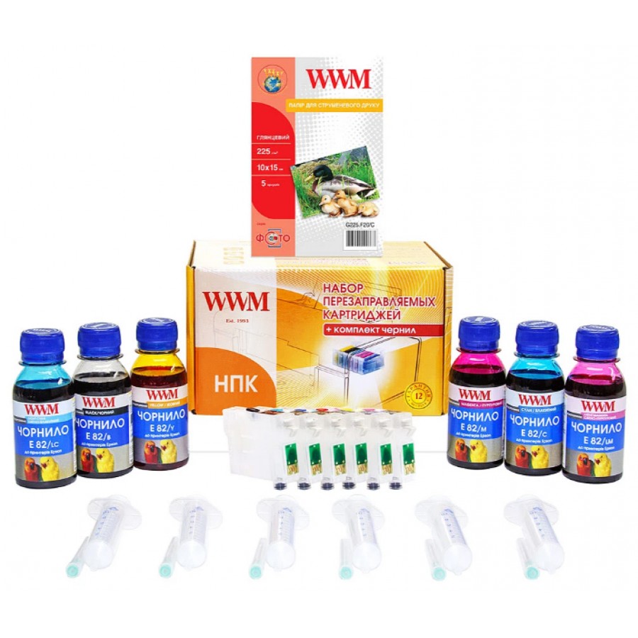 Набор перезаправляемых картриджей WWM для Epson Stylus Photo R270 / T50 / T59 / TX650 / TX659 / RC.T082T с быстрой доставкой