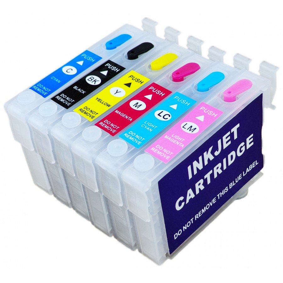 Перезаправляемые картриджи, ПЗК Printero без чипов 6шт. для Epson Stylus Photo R270 / R290 / R295 / R390 / TX650 / RE-T0821L с быстрой доставкой