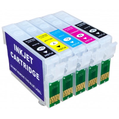 Перезаправляемые картриджи, ПЗК Printero с чипами 5 шт. для Epson Stylus Office BX310FN / BX320FW / RE-T12915C Перезаправляемые картриджи, ПЗК Printero с чипами 5 шт. для Epson Stylus Office BX310FN / BX320FW / RE-T12915C