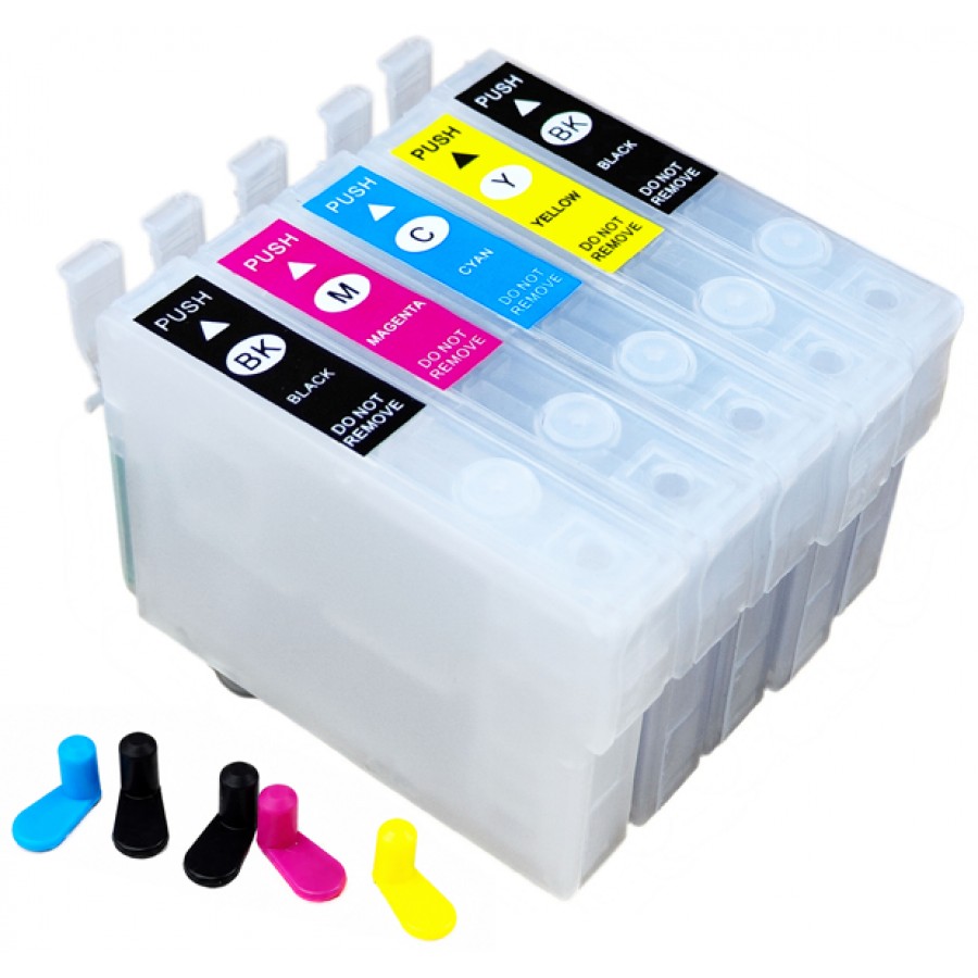 Перезаправляемые картриджи, ПЗК Printero с чипами 5 шт. для Epson Stylus Office BX310FN / BX320FW / RE-T12915C с быстрой доставкой