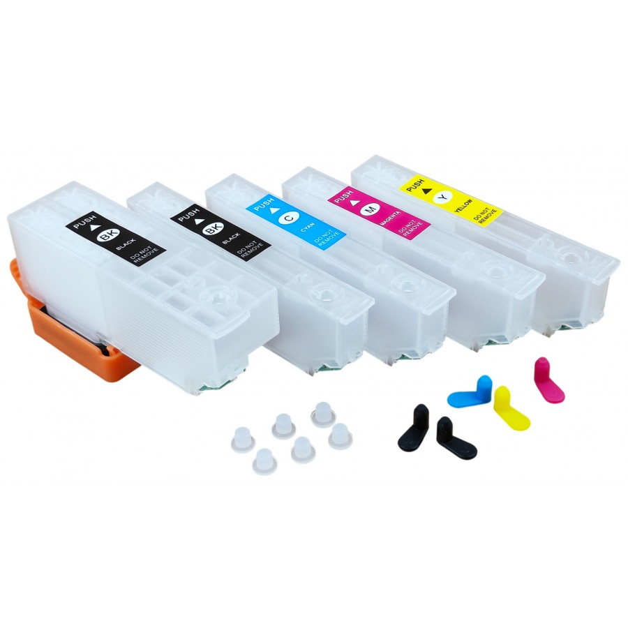Перезаправляемые картриджи, ПЗК Printero с чипами 5 шт. для Epson XP530 / XP540 / XP630 / XP635 / XP640 / RE-T33515C с быстрой доставкой