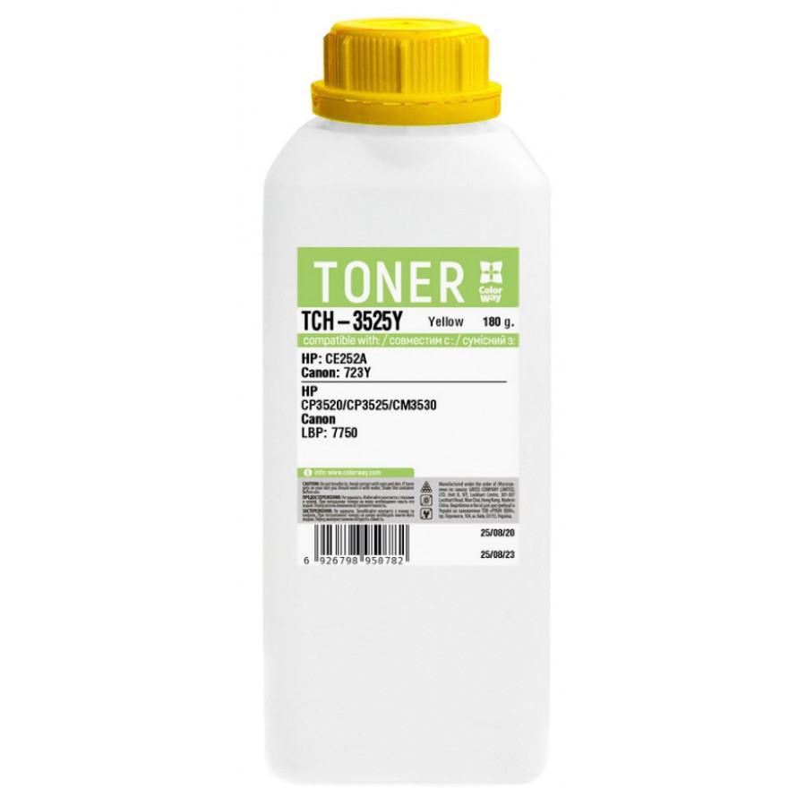 Тонер ColorWay для HP CLJ CP3520 / CP3525 бутль 180г Yellow / TCH-3525Y с быстрой доставкой